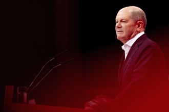 Olaf Scholz (Federal Chancellor) on stage at the special party conference of the SPD (Social