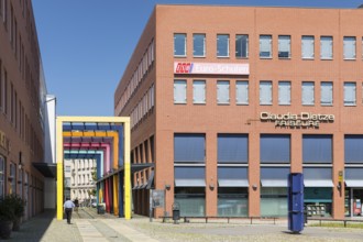 Colourful design of the Schmidt-Bank Passage, Theaterstraße, Chemnitz, Saxony, Germany, Europe