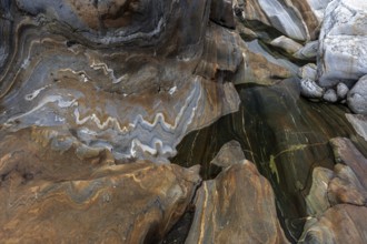 Rocks, rock structures, Verzasca River, near Lavertezzo, Verzasca Valley, Valle Verzasca, Canton