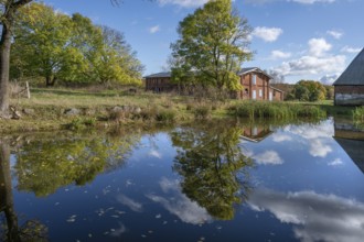 Othenstorf Estate with pond and historic pigsty, built around 1900, Othenstorf,