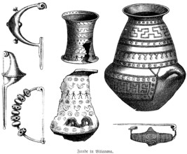 Archaeological Etruscan finds from the cemetery of the Villanove estate near Bologna, and