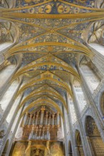 Ceiling fresco and organ in St Cecilia's Cathedral, Albi, Département Tarn, France, Europe