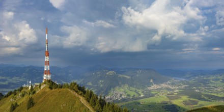 Bavarian Broadcasting Tower on the Grünten, 1738m, at sunrise, Illertal, Allgäu Alps, Oberallgäu,