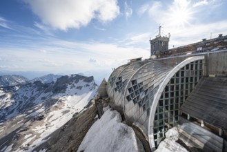 Mountain station at the summit of the Zugspitze, Wetterstein Mountains, Bavaria, Germany, Europe