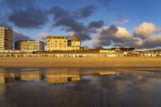 Flat tower block and Hotel Miramar on Weststrand near Westerland, island of Sylt, North Friesland