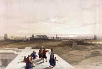 Ruins of Karnack, Karnak, Egypt, c. 1850, Historical, digitally restored reproduction from a 19th