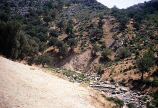 Roman baths theraml bathing pool Moulay Idriss Zerhoun, Morocco, North Africa, 1971, Africa