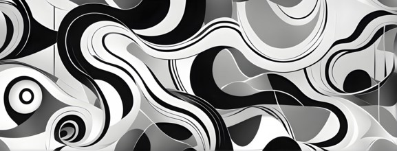 Minimalist illustration featuring abstract geometric shapes in black and white symbolizing fun and