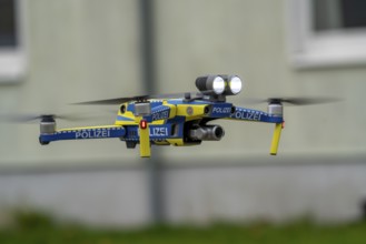 Police drone, type Mavic 2 Enterprise, with LED spotlights and camera