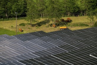 Photovoltaic system, in a valley of the Sauerland in Hesse, west of Korbach Germany