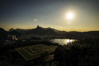 City view in Rio de Janeiro / Brazil seen from the Sugar Loaf Mountain. View of Cristo Redentor, a