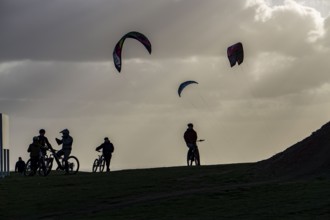 Mountain bike trail with jumps, downhill trail, on the Norddeutschland spoil tip in