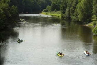 Canoeing on the Allier River in Chilhac, Haute-Loire, showcasing a popular outdoor activity in