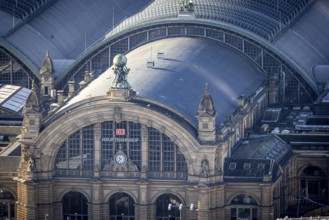 Central Station. Exterior view and façade of the historic station concourse, Frankfurt am Main,