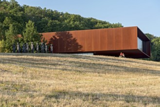 Celtic World at Glauberg, museum and research centre, building made of Corten steel with panoramic