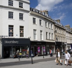 Shops and shoppers in New Bond Street, Bath, Somerset, England, United Kingdom, Europe