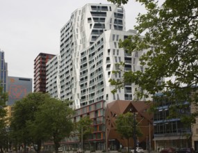 Modern architecture of the Calypso mixed use urban development project Rotterdam, Netherlands