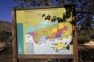 Map of botanical gardens at Rodalquilar, Cabo de Gata natural park, Almeria, Spain, Europe