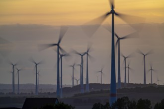 Wind farm, south of the village of Helmern, belongs to Bad Wünnenberg, Paderborn district, OWL,