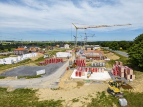 New development area near Bad Wünnenberg, construction sites of various detached houses and