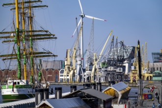 Harbour cranes on the Scheldekai, the world's largest collection of historic cranes, are part of