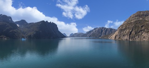 Prince Christian Sound waterway in Greenland, famous travel destination and tourist attraction