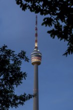 Stuttgart TV tower lights up in the national colours of black, red and gold for the 2024 European