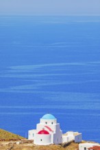 View of Agia Triada church near Mega Livadi village, Serifos Island, Cyclades Islands, Greece,