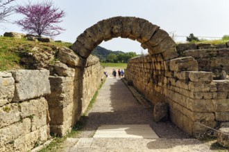 Monumental entrance to the stadium, crypt, arched walkway, birthplace of the Olympic Games, Olympic