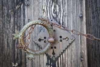 Door handle, door knocker, old peat church of Gröf or Grafarkirkja near Hofsós, Skagafjörður,