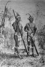 Indians in the Amazon region, Brazil, around 1860, Historical, digital reproduction of an original