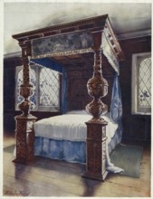 Furniture at the turn of the century 1900, The littlecote bedstead. Property of Vincent Robinson,