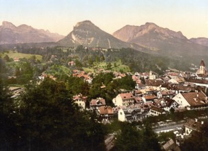 General view of Bad Aussee, Styria, former Austro-Hungary, today Austria, c. 1890, Historic,