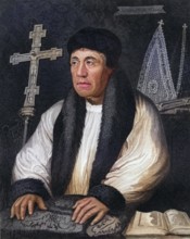 William Warham 1450-1532, English pre-Reformation Archbishop of Canterbury. From the book Lodges