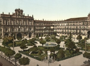 Plaza major in the historic centre of Salamanca, Spain, c. 1890, Historic, digitally restored