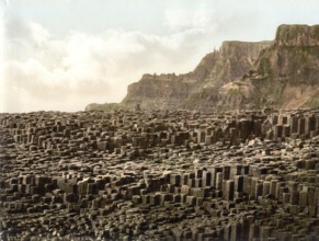 Giant's Causeway, County Antrim, Ireland, Historical, digitally restored reproduction from a 19th