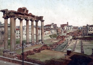 Roman Forum, Roman Market Square, in Rome, Italy, 1890, Historical, digitally restored reproduction