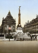 Brouckere Square and Anspach Monument, Brussels, Belgium, ca 1895, Historical, digitally restored