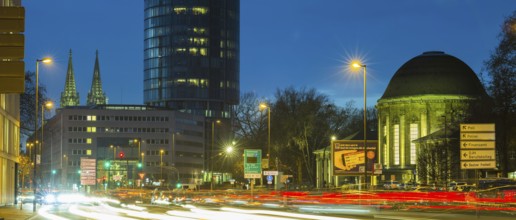 Opladener Strasse, LVR Tower and Koeln-Deutz railway station, Cologne, North Rhine-Westphalia,