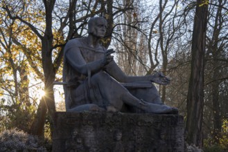 Monument to the legal scholar Eike von Repkow, author of the Sachsenspiegel, Magdeburg,