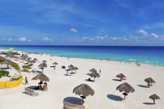 Cancun, Mexico, 20 December, 2019: Playa Delfines (Dolphin Beach) nicknamed El Mirador (The