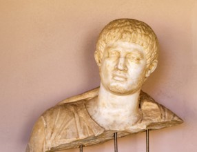 Carved marble portrait of Roman man, archaeology museum, Apollonia Archaeological Park, Albania