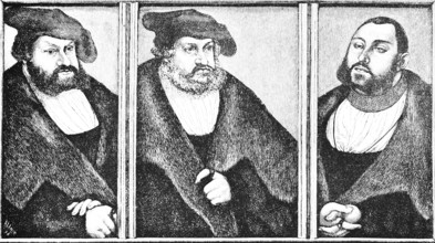 Electors of Saxony, Frederick the Wise (l), John and John Frederick (r), after Lucas Cranach,