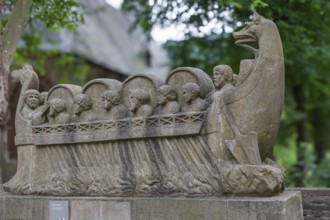 Neumagen wine ship, tomb of a Roman wine merchant, reconstruction, Neumagen, Rhineland-Palatinate,