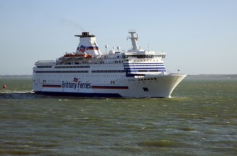 Brittany Ferries ferry ship arriving at Portsmouth, hampshire, England, United Kingdom, Europe