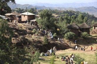 Lalibela, traditional round huts, typical Tukul houses, Ethiopia, Africa