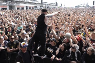 Adenau, Germany, 7 June 2024: Ben Thatcher, drummer of Royal Blood, in the audience at Rock am Ring