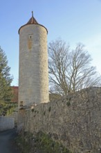 Historic defence defence tower as part of the historic town fortifications, town wall, defence