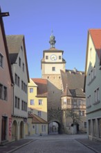 White Tower as part of the historic town fortifications with houses, town wall, town gate, town