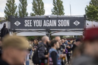 Copenhagen, Denmark - 19.6.2024: Exit with inscription See you again soon at the Copenhell Metal